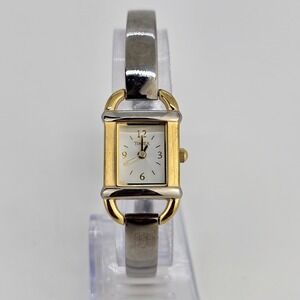 Timex Watch Analog Women 18MM White Dial Gold Gray Bracelet 6.5" NEW Battery